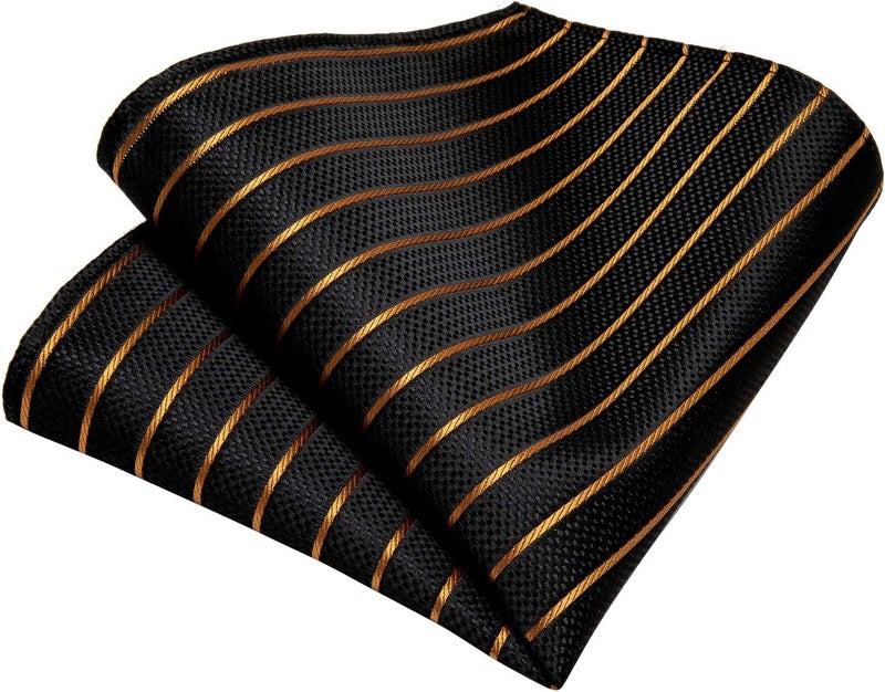 DiBanGu Mens Striped Tie Silk Woven Necktie and Pocket Square Cufflinks Tie Clip Set Wedding Business Formal Gift Tie for Men - Image 5